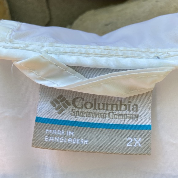 Columbia White/Green/Navy Blue Full Zip Windbreaker - Picture 5 of 6